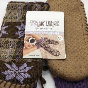 Brown and Purple Muk Luk Slippers